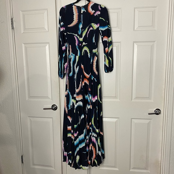 A.L.C Leah Pleated Maxi Dress Midnight Multi in 6 - Picture 8 of 12